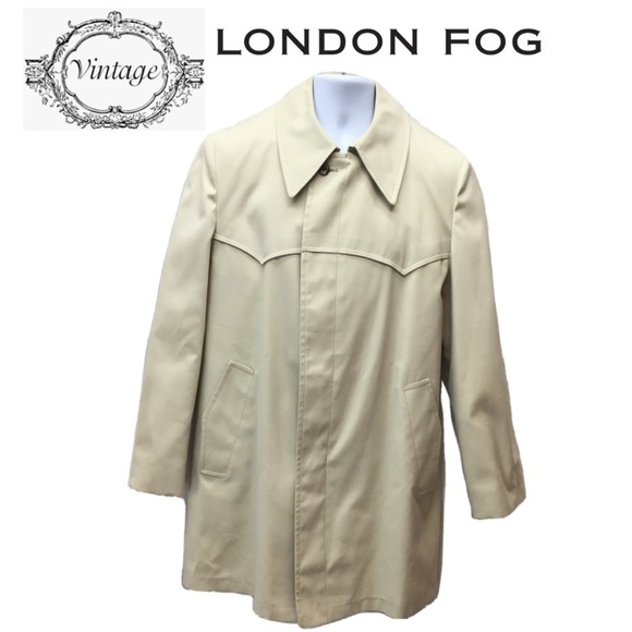 Vintage London Fog Maincoats Mens Tan Button Front Trench Overcoat Size 42 Reg - Picture 1 of 10